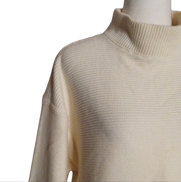 Madewell Antique Cream Beer Funnel Neck Chunky Knit Women Sweater Large - Picture 6 of 12